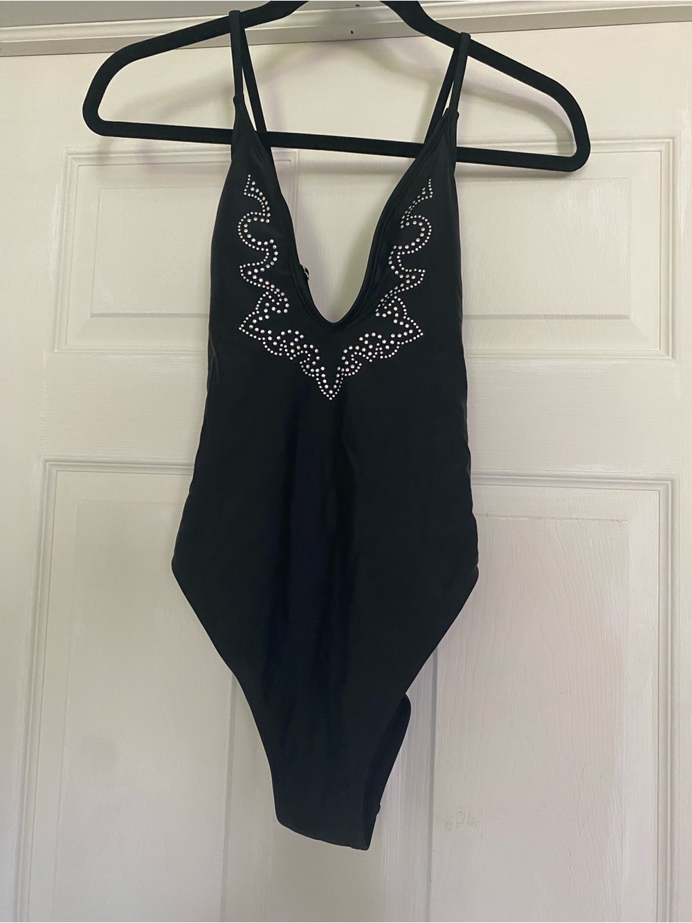 NWT Wild Fable Women’s Medium Black Studded  Extra Cheeky One Piece Swimsuit
